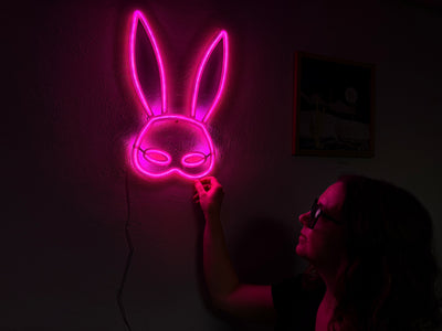 Rabbit Mask Neon Metal Sign