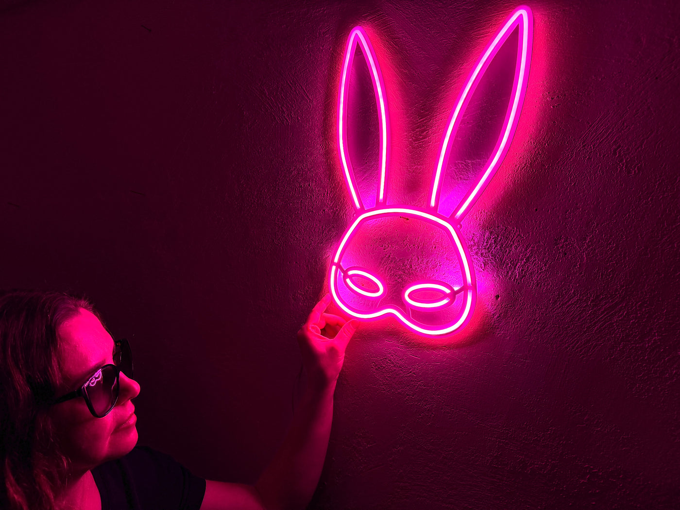 Rabbit Mask Neon Metal Sign