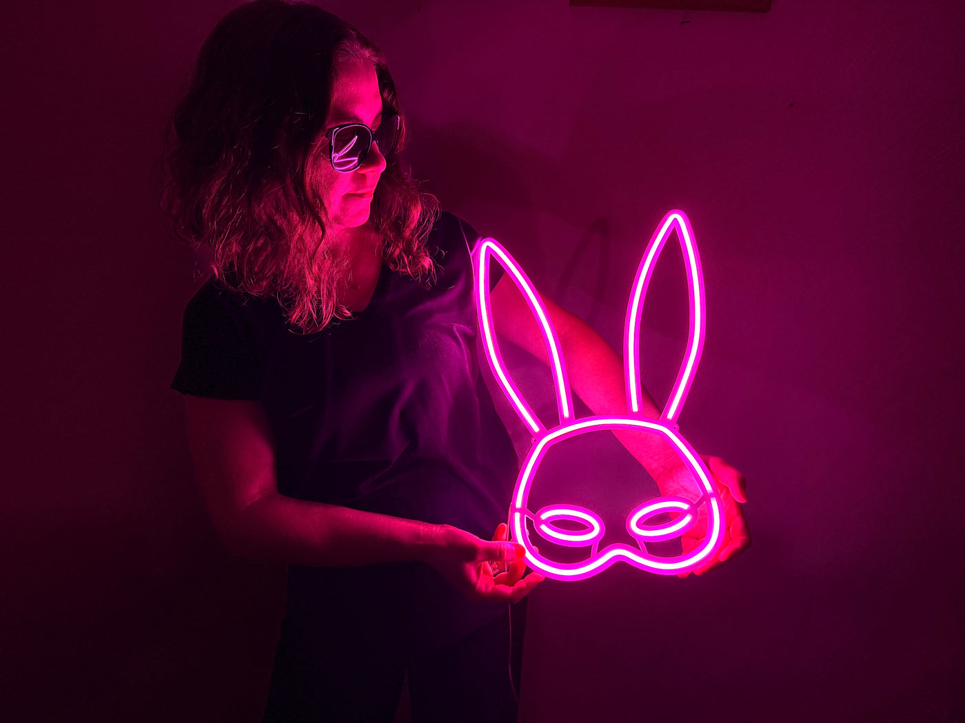 Rabbit Mask Neon Metal Sign