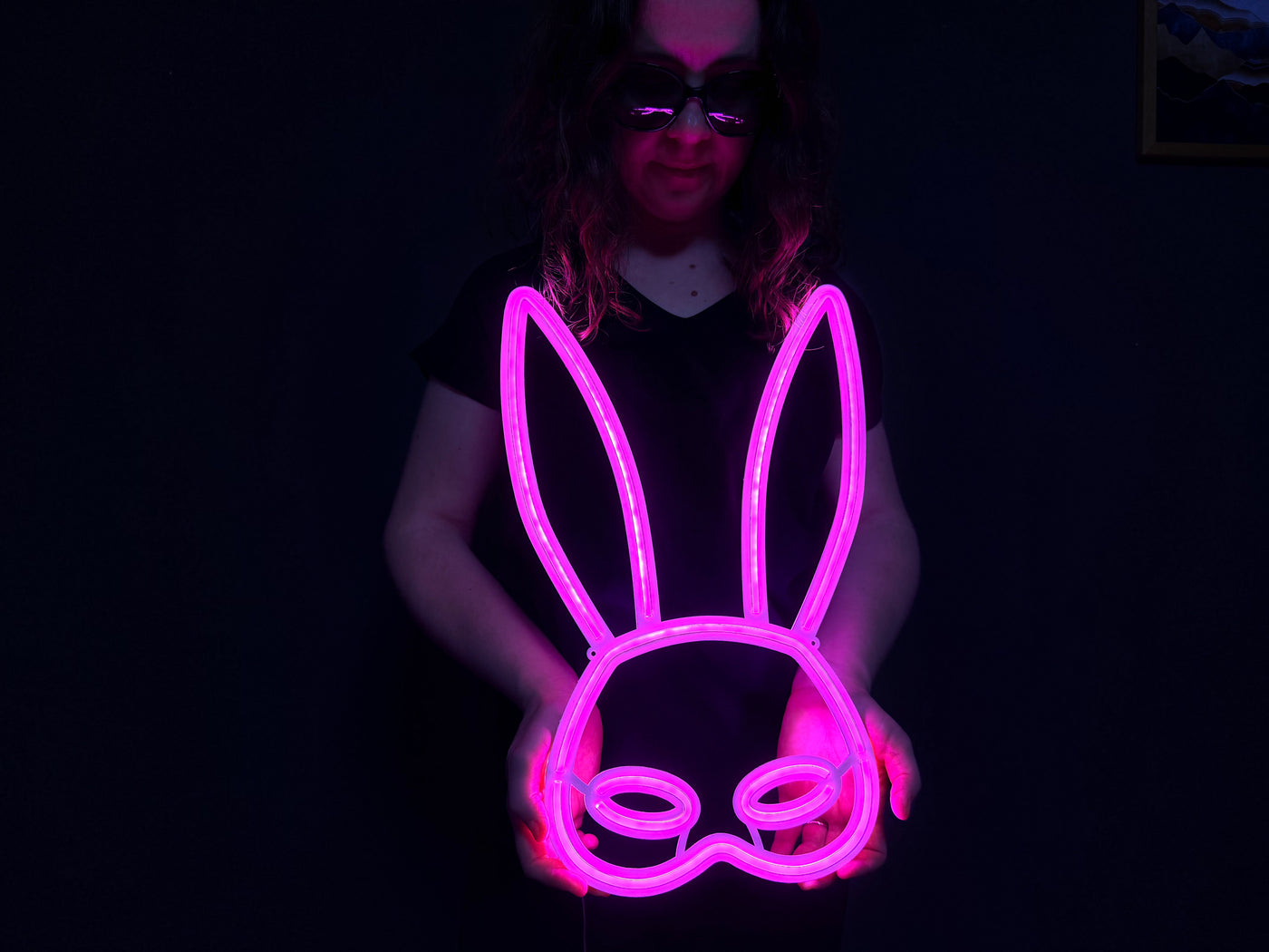 Rabbit Mask Neon Metal Sign