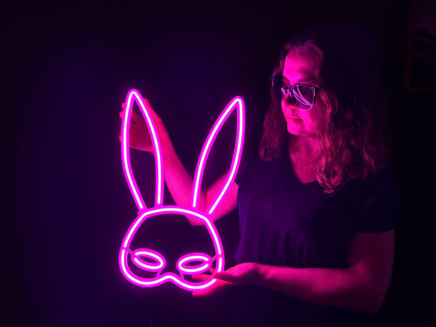 Rabbit Mask Neon Metal Sign