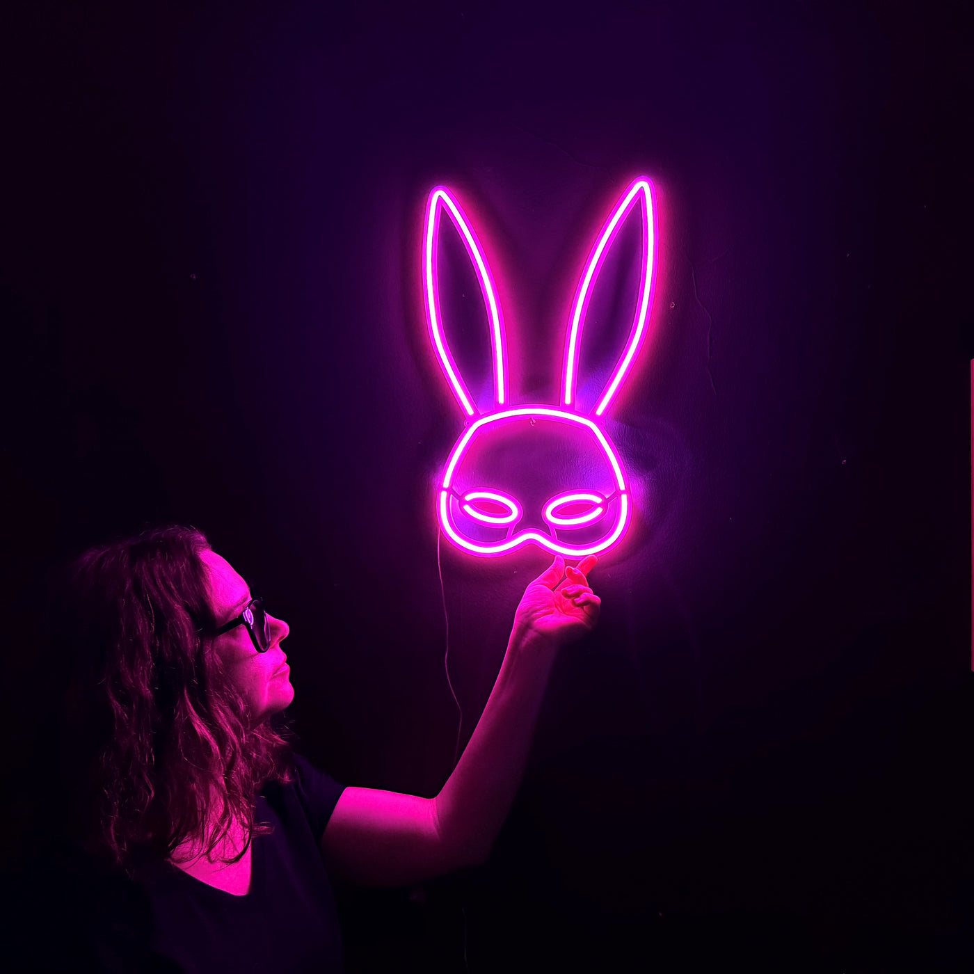 Rabbit Mask Neon Metal Sign