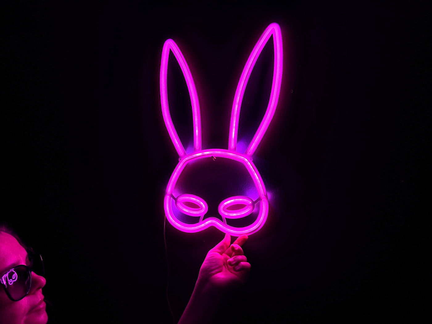 Rabbit Mask Neon Metal Sign