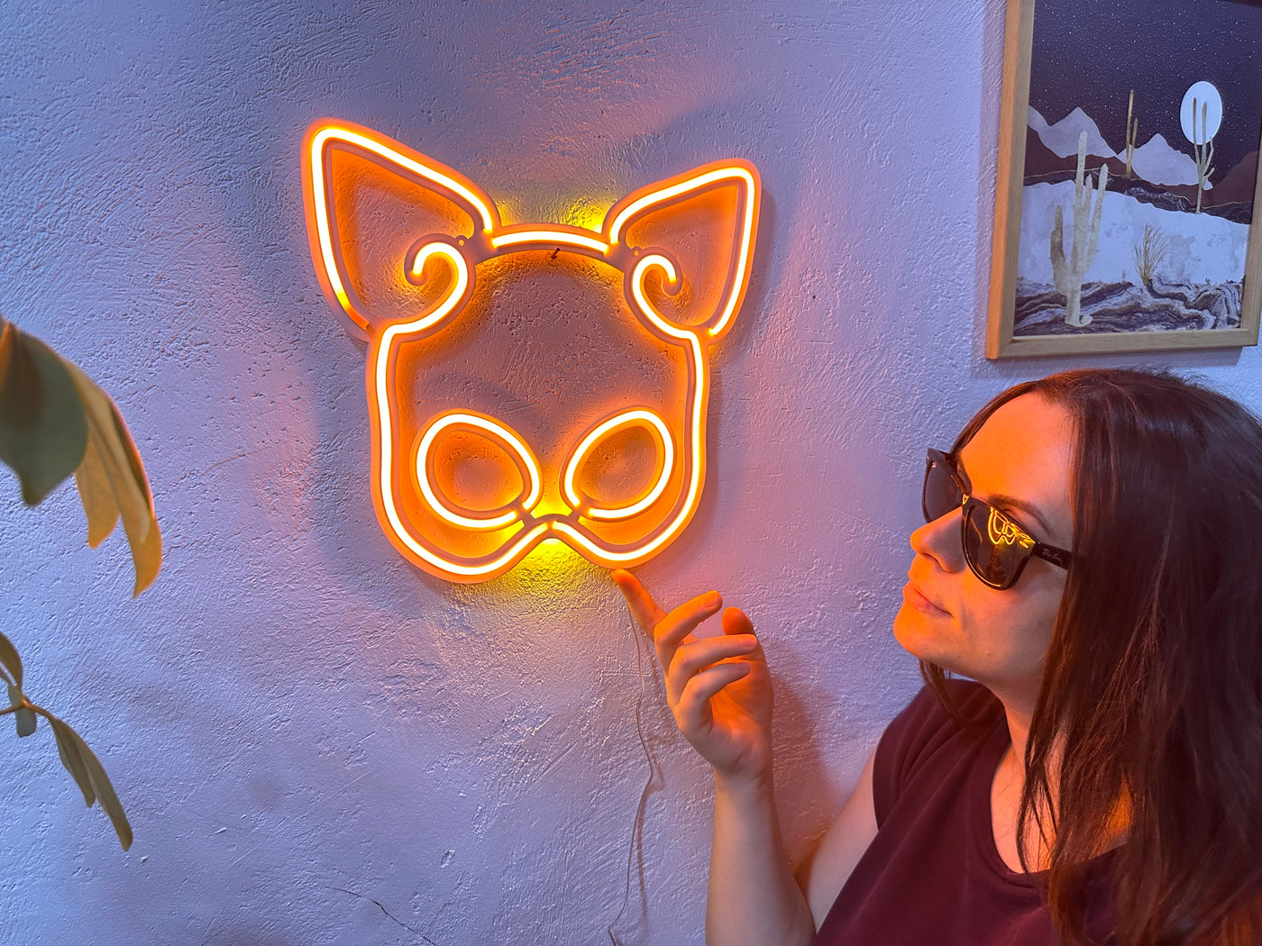 Latex Mask Neon Metal Sign