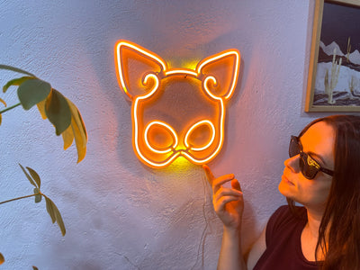 Latex Mask Neon Metal Sign