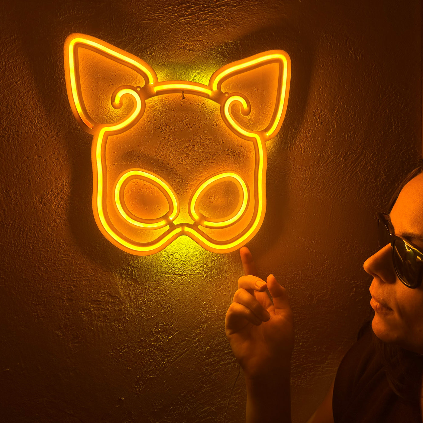 Latex Mask Neon Metal Sign