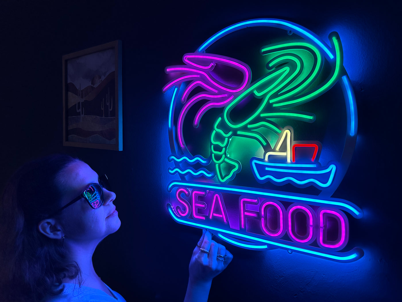 Sea Food Neon Metal Sign