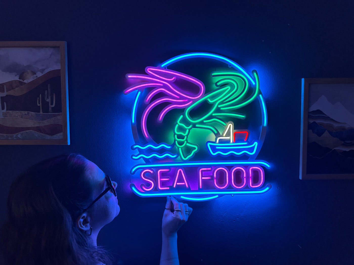 Sea Food Neon Metal Sign