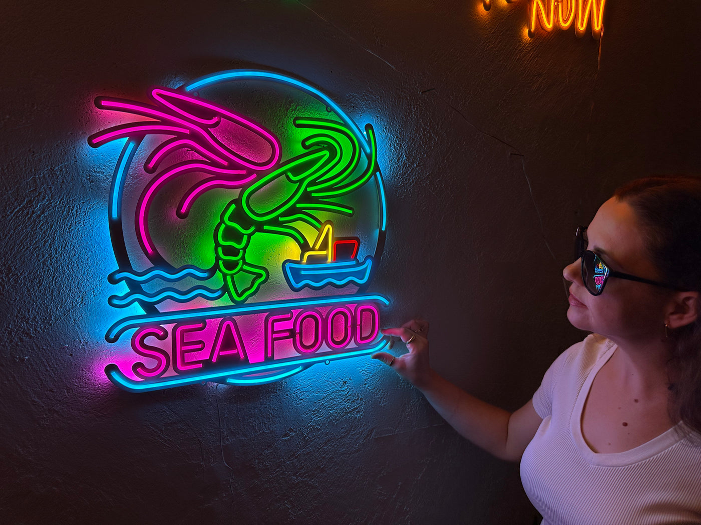 Sea Food Neon Metal Sign