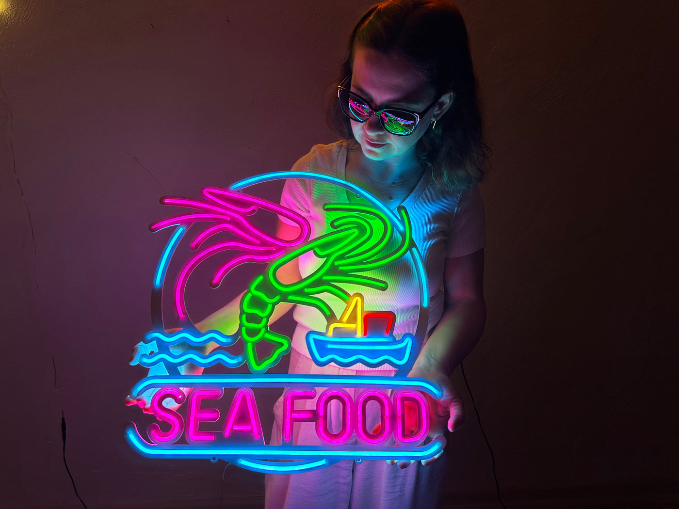 Sea Food Neon Metal Sign