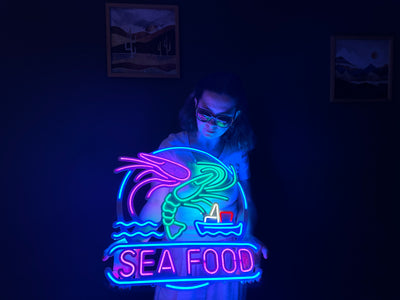 Sea Food Neon Metal Sign