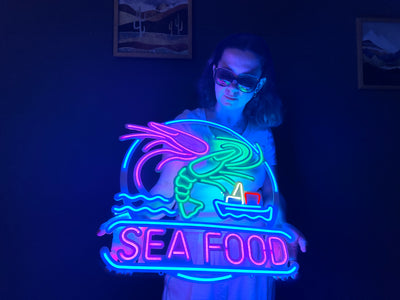 Sea Food Neon Metal Sign