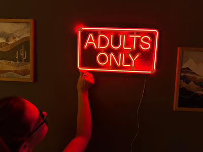 Adults Only Neon Metal Sign