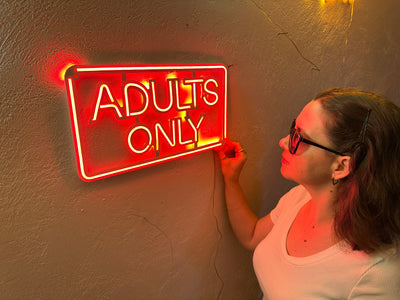 Adults Only Neon Metal Sign