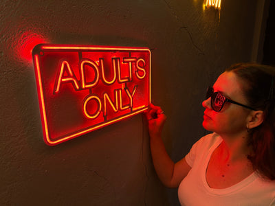 Adults Only Neon Metal Sign