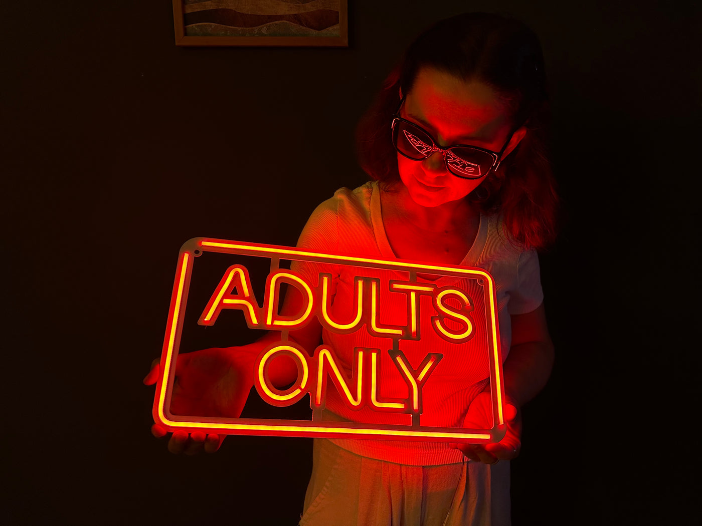 Adults Only Neon Metal Sign