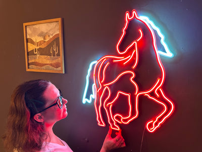 Horse Neon Sign, Neon Metal Wall Art