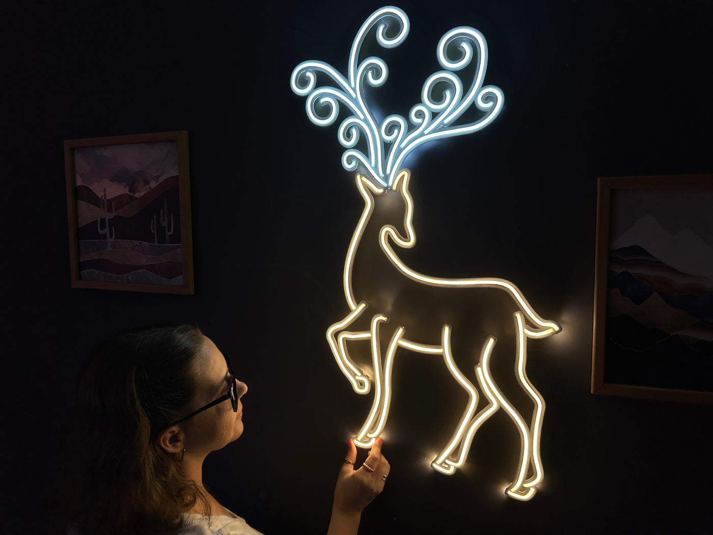 Christmas Deer Neon Sign, Neon Metal Wall Art