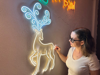 Christmas Deer Neon Sign, Neon Metal Wall Art