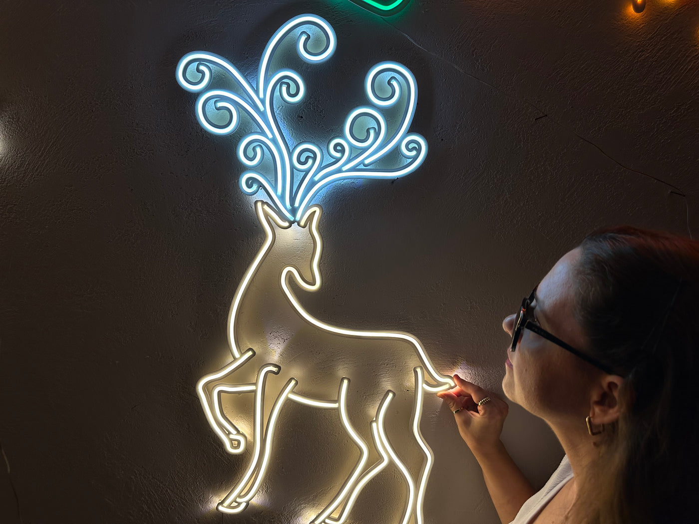 Christmas Deer Neon Sign, Neon Metal Wall Art