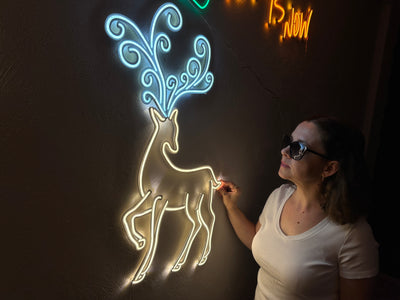 Christmas Deer Neon Sign, Neon Metal Wall Art