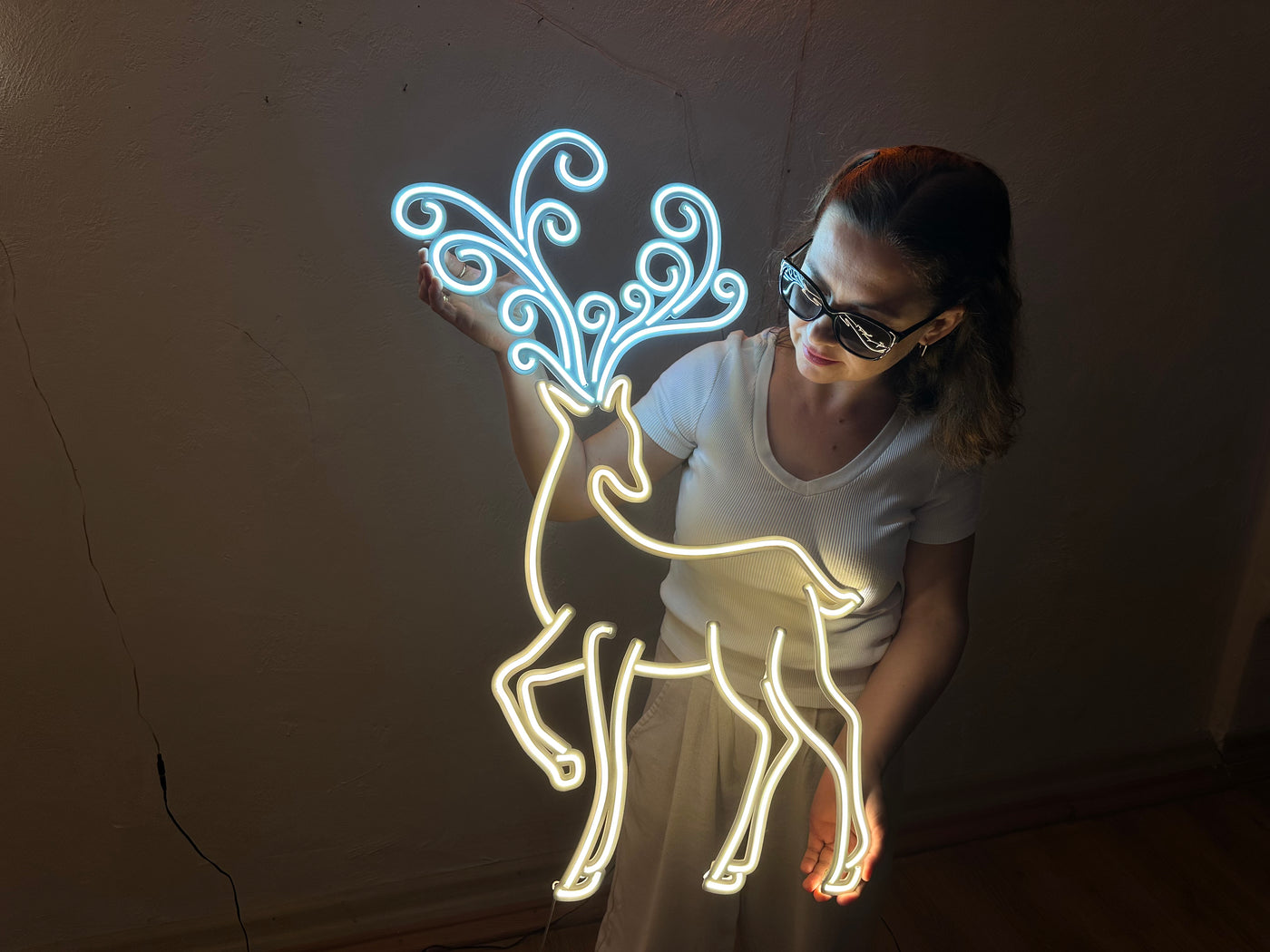 Christmas Deer Neon Sign, Neon Metal Wall Art