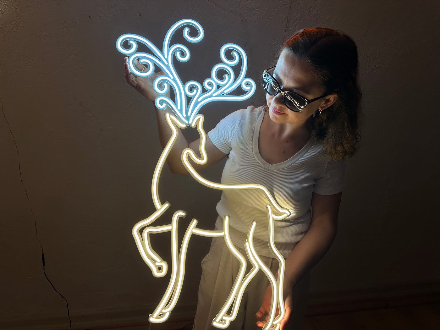 Christmas Deer Neon Sign, Neon Metal Wall Art