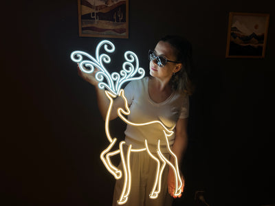 Christmas Deer Neon Sign, Neon Metal Wall Art