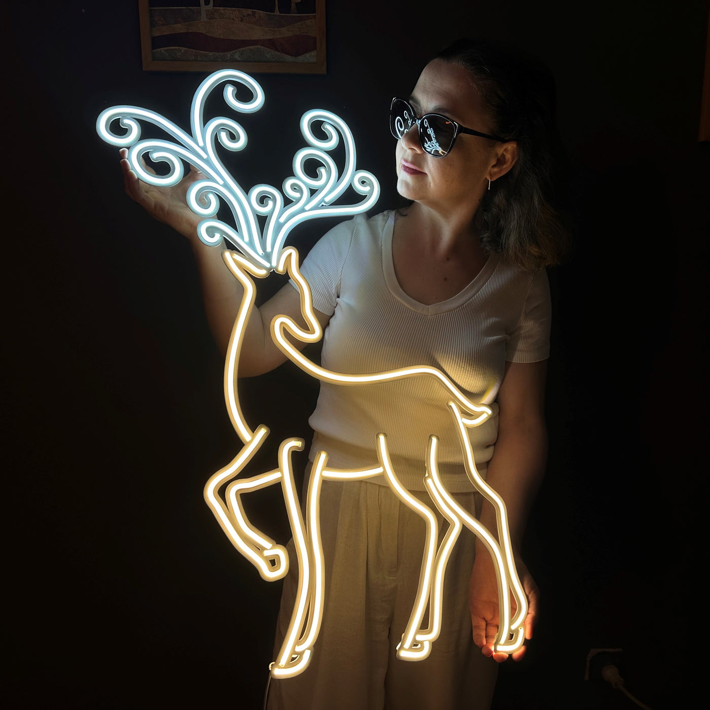 Christmas Deer Neon Sign, Neon Metal Wall Art