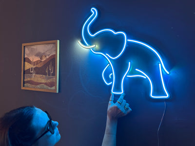 Elephant Neon Sign, Neon Metal Wall Art