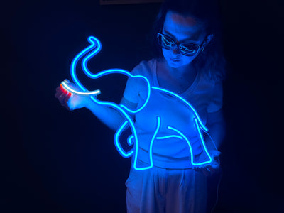 Elephant Neon Sign, Neon Metal Wall Art