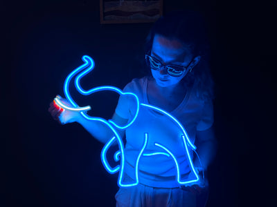 Elephant Neon Sign, Neon Metal Wall Art