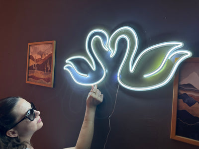 Swans Neon Sign, Neon Metal Wall Art