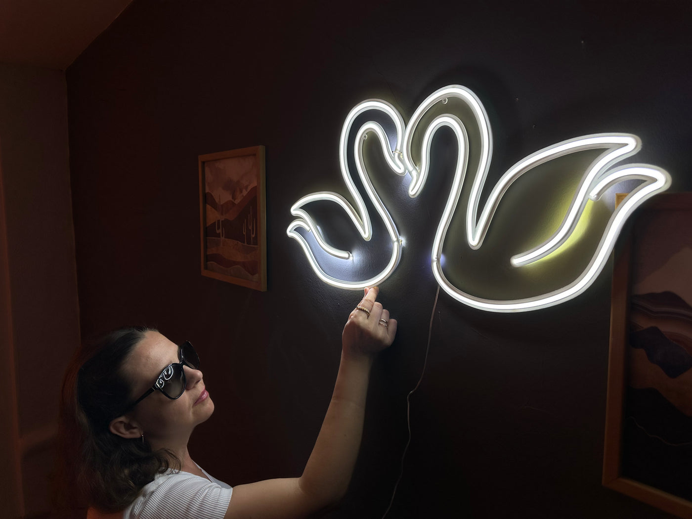 Swans Neon Sign, Neon Metal Wall Art