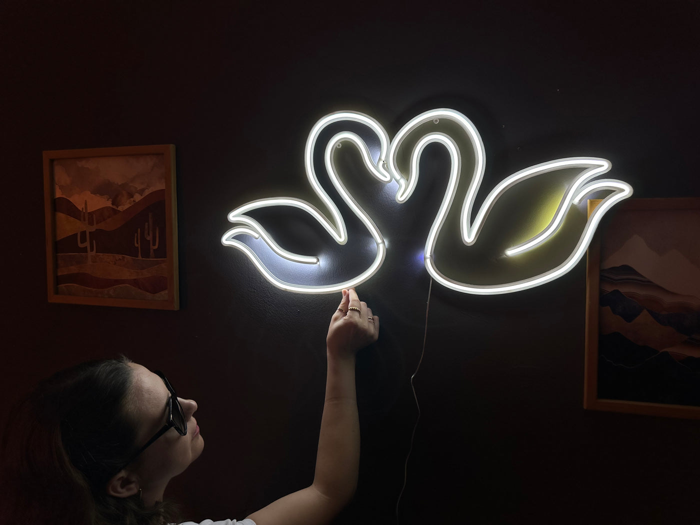 Swans Neon Sign, Neon Metal Wall Art