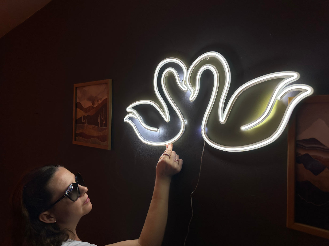 Swans Neon Sign, Neon Metal Wall Art