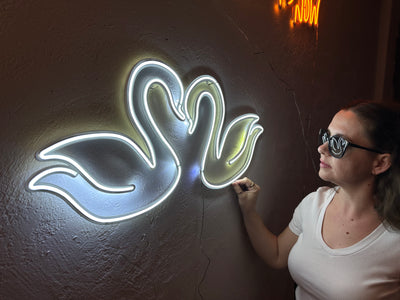 Swans Neon Sign, Neon Metal Wall Art