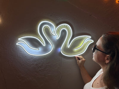 Swans Neon Sign, Neon Metal Wall Art