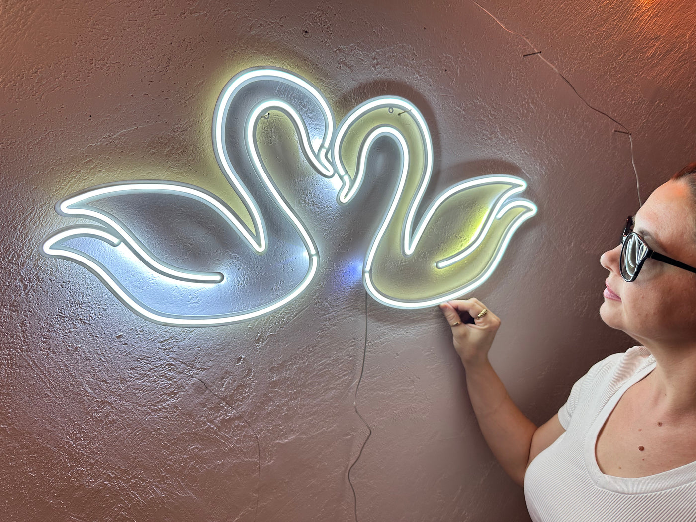 Swans Neon Sign, Neon Metal Wall Art