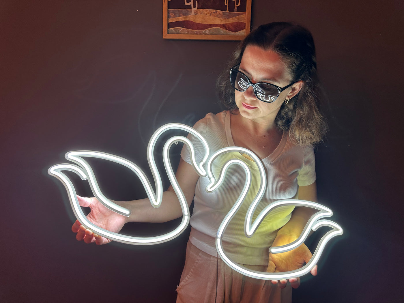 Swans Neon Sign, Neon Metal Wall Art