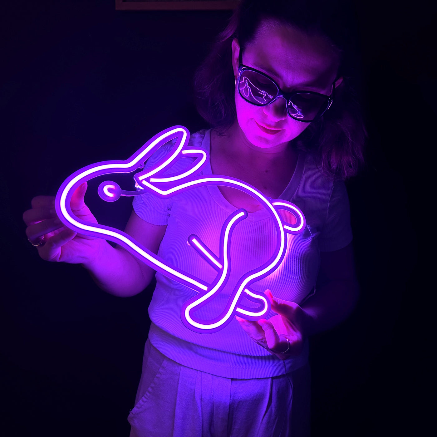 Rabbit Neon Metal Sign