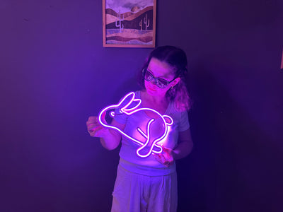 Rabbit Neon Metal Sign