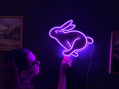 Rabbit Neon Metal Sign