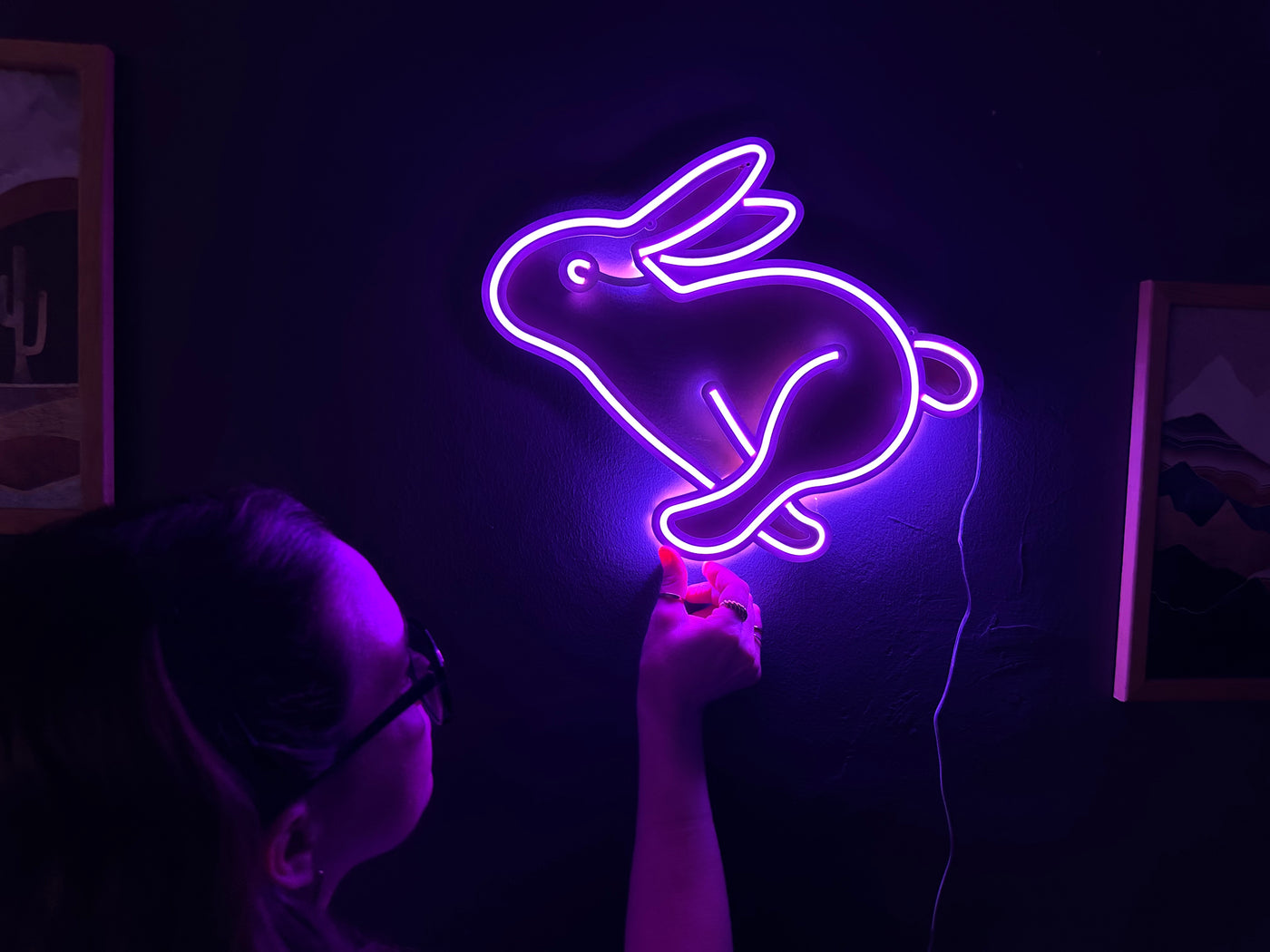 Rabbit Neon Metal Sign