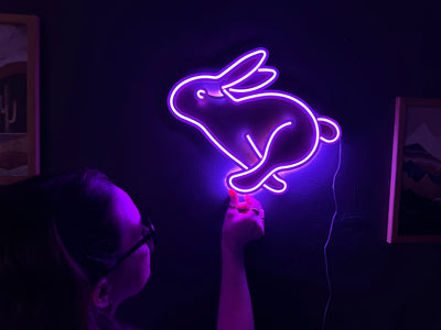 Rabbit Neon Metal Sign