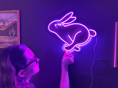 Rabbit Neon Metal Sign