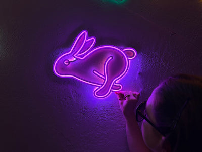 Rabbit Neon Metal Sign