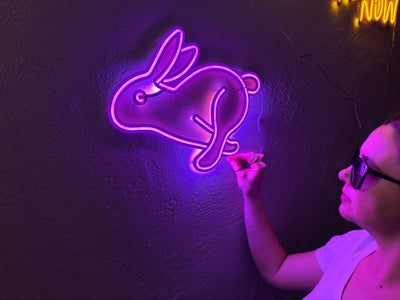 Rabbit Neon Metal Sign