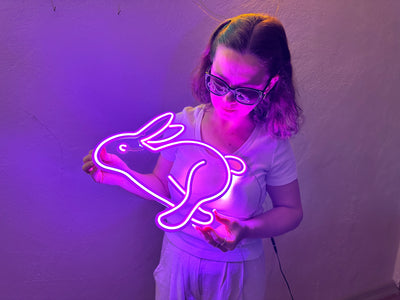 Rabbit Neon Metal Sign