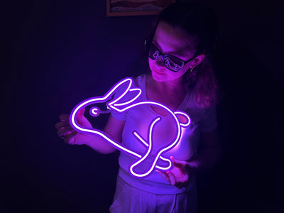 Rabbit Neon Metal Sign